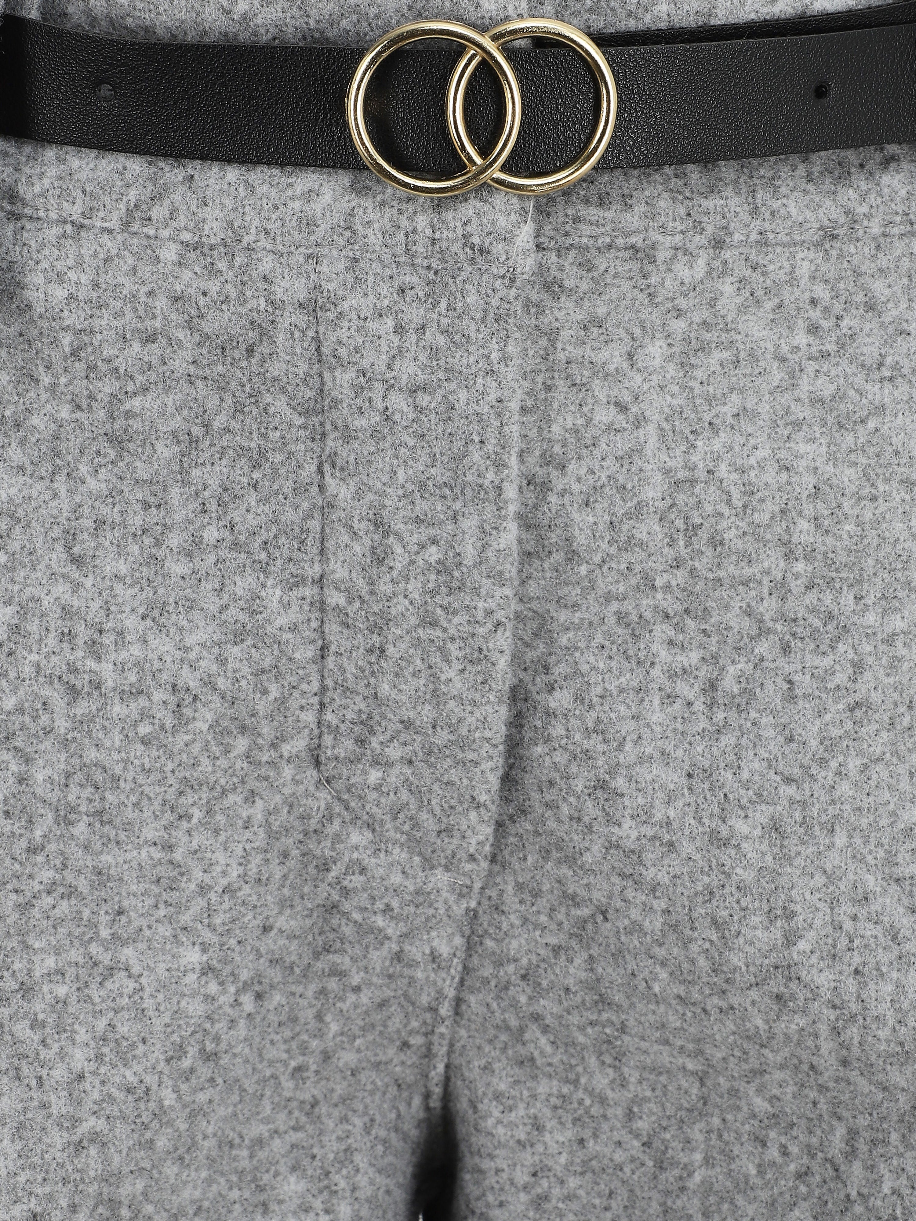 Short uni droit en laine mélangée - Gris - 3