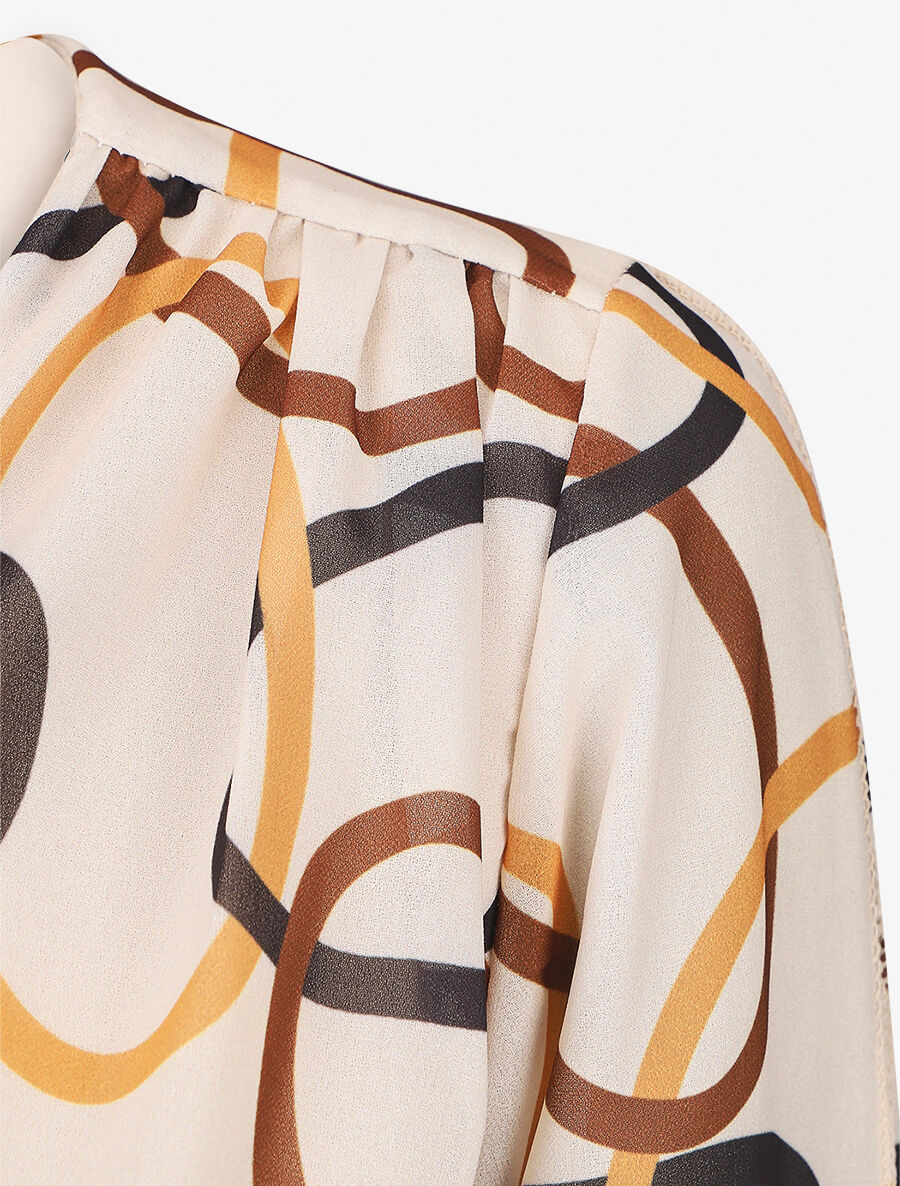 Robe fourreau à buste imprimé anneaux - Beige - 3
