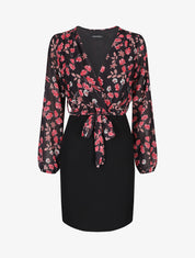 Robe fourreau à buste imprimé petites fleurs - Noir - 4