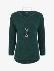 Pull droit à liseré irisé - Vert foncé - 1