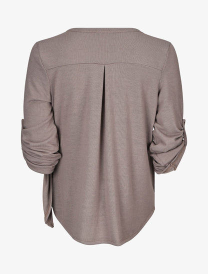 Pull cache-coeur à manches rabattables - Taupe - 2