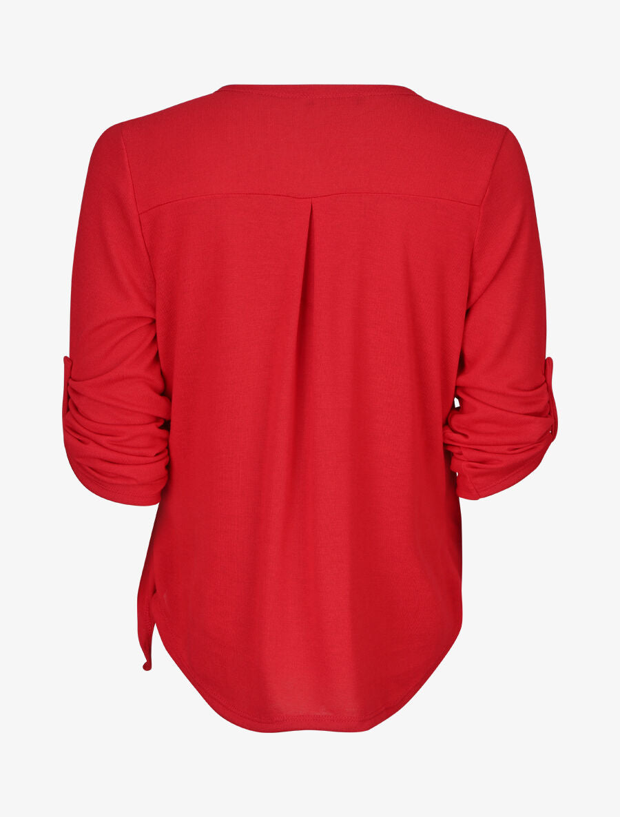 Pull cache-coeur à manches rabattables - Rouge - 2