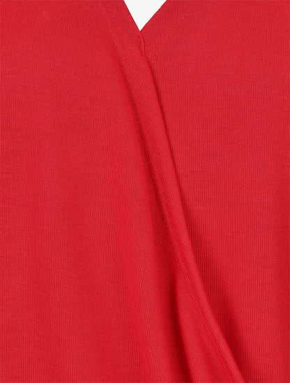 Pull cache-coeur à manches rabattables - Rouge - 3