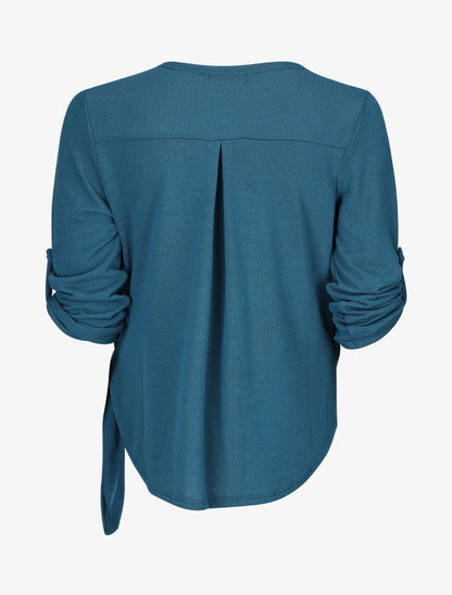 Pull cache-coeur à manches rabattables - Bleu canard - 2