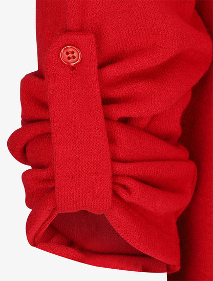 Pull asymétrique à manches rabattables - Rouge - 3