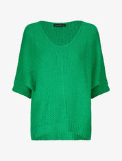 Pull grosse maille à manches 3/4 - Vert - 1