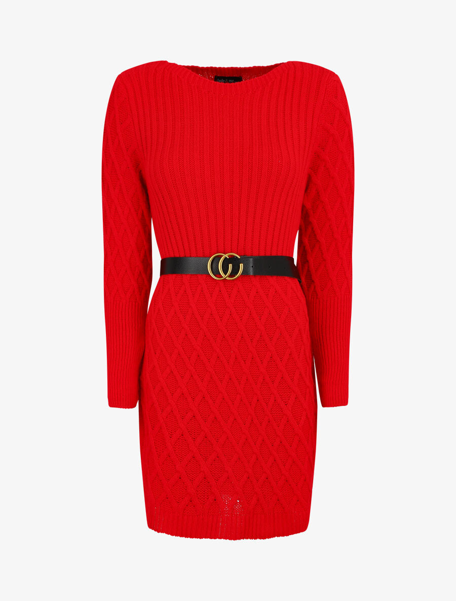 Robe pull courte - Rouge - 1