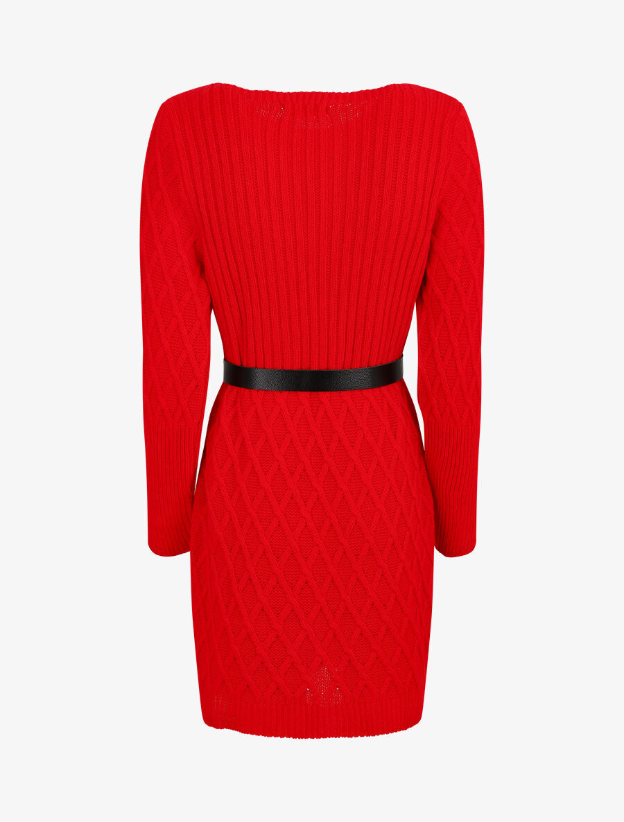 Robe pull courte - Rouge - 2