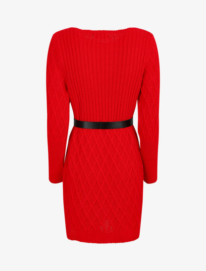 Robe pull courte - Rouge - 2