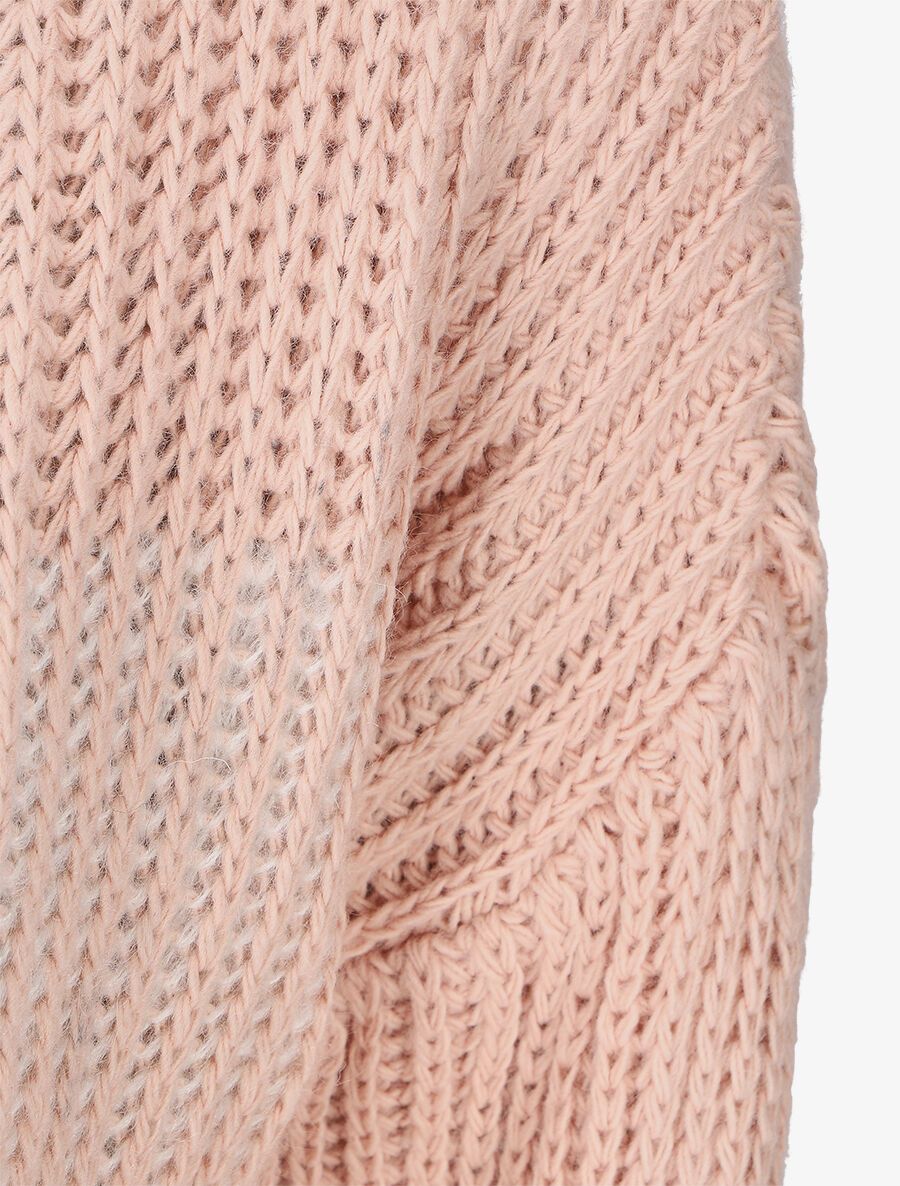 Pull en grosse maille bicolore - Rose - 3
