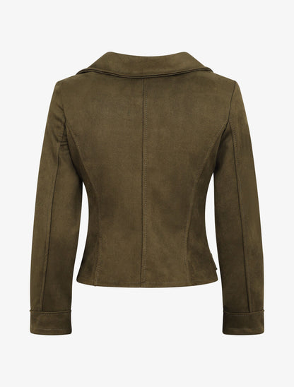 Veste style perfecto en suédine - Kaki - 2