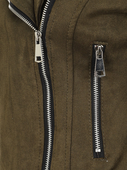 Veste style perfecto en suédine - Kaki - 3