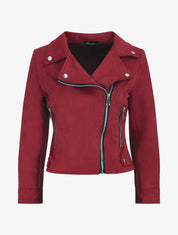Veste style perfecto en suédine - Bordeaux - 1