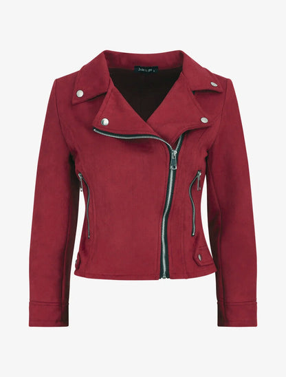 Veste style perfecto en suédine - Bordeaux - 1