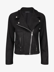 Veste style perfecto zippée en suédine - Noir - 1