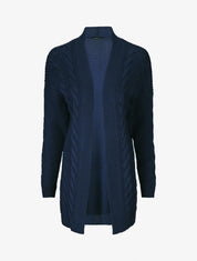 Gilet long ouvert en maille - Bleu - 5