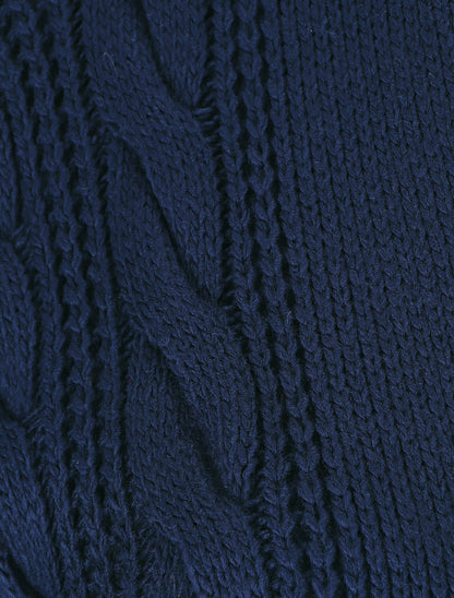 Gilet long ouvert en maille - Bleu - 3