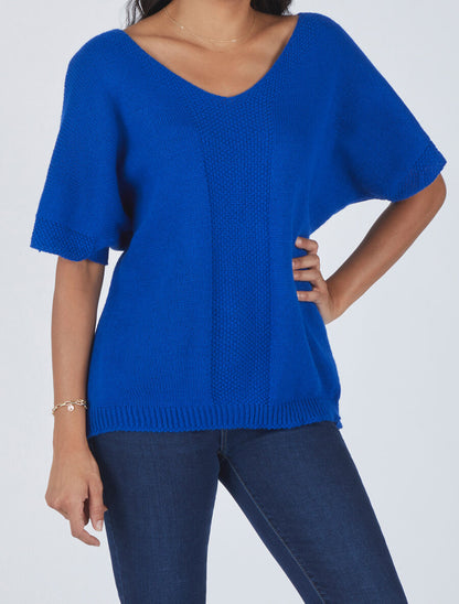 Pull à col rond et manches courtes - Bleu roi - 4