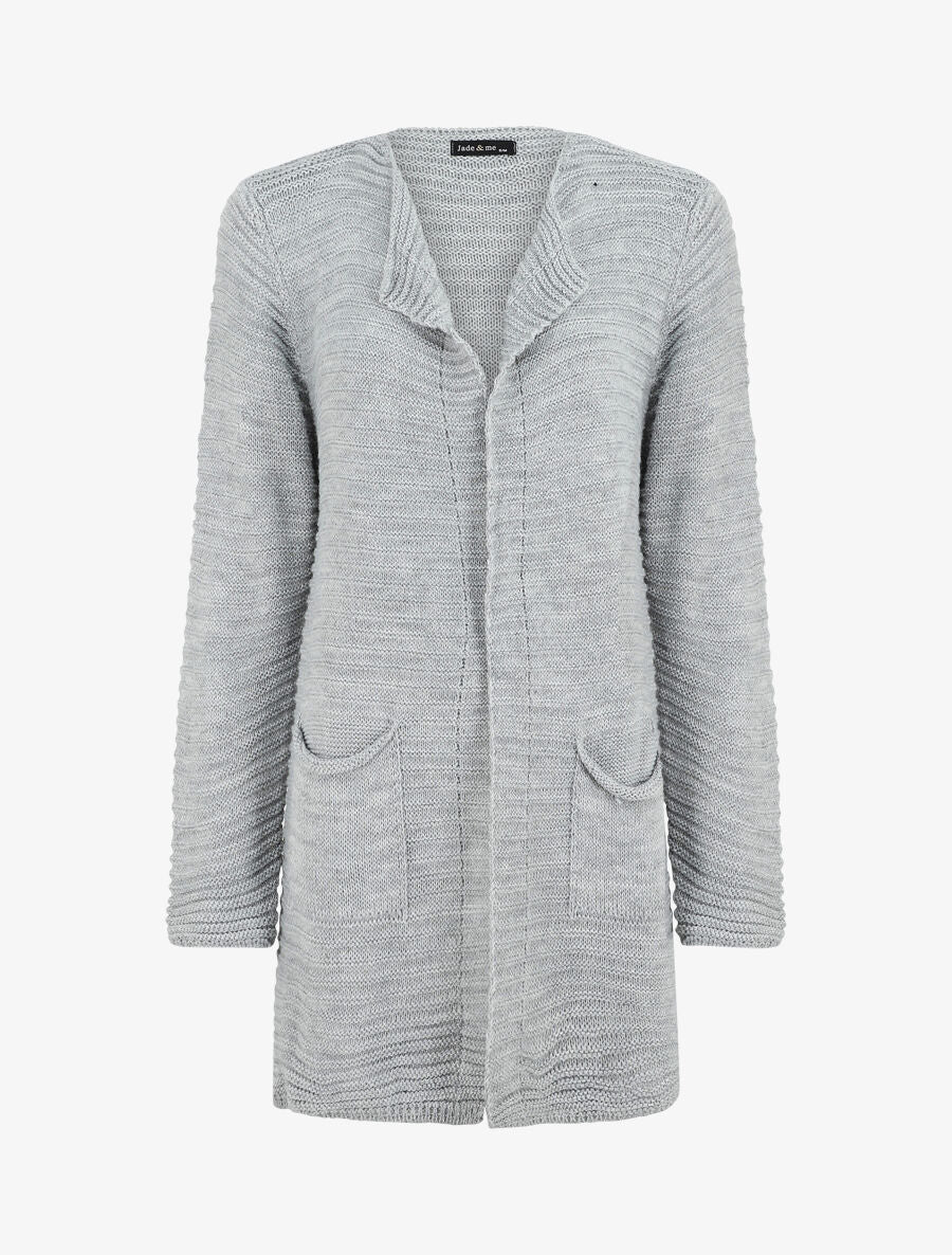 Gilet mi-long côtelé - Gris - 4
