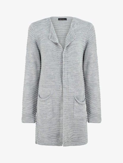 Gilet mi-long côtelé - Gris - 4