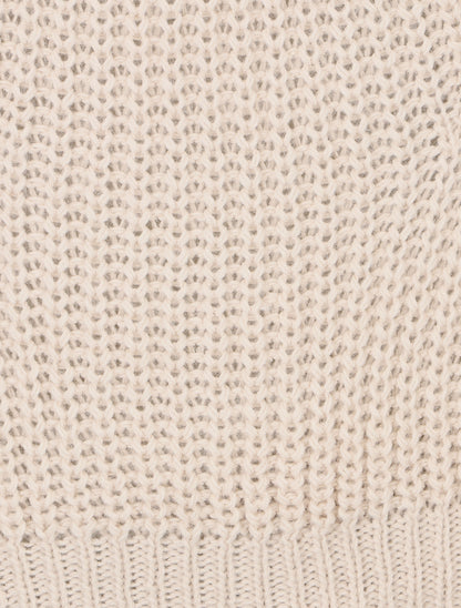 Pull loose à col bateau - Beige - 3