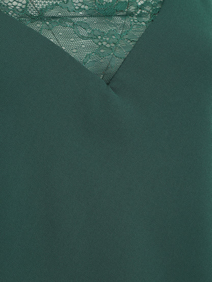 Caraco à col V en dentelle - Vert sapin - 3