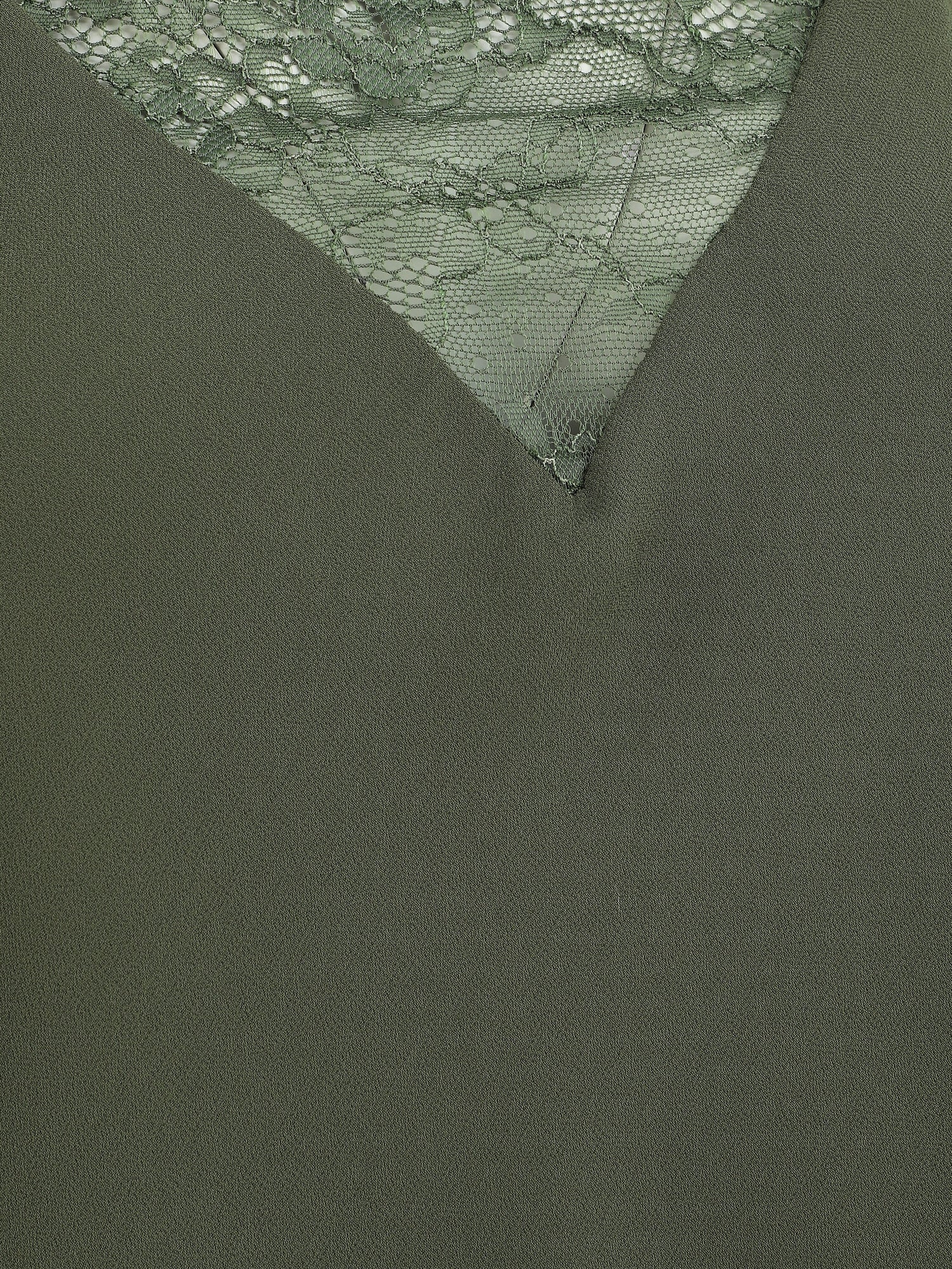 Caraco à col V en dentelle - Kaki - 3