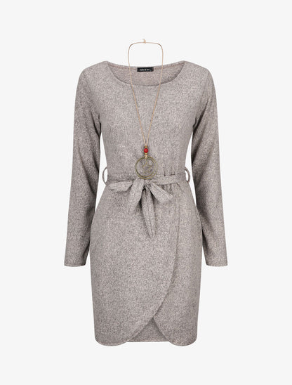 Robe pull style portefeuille - Taupe - 1