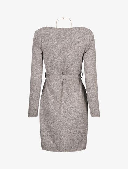 Robe pull style portefeuille - Taupe - 2