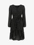 Robe élastiquée imprimée feuilles irisées - Noir - 1