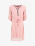 Robe en voile à col V zippée - Rose - 5