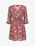 Robe cache-coeur à manches transparentes imprimé fleuri - Vieux rose - 1