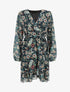 Robe à volants imprimé fleurs baroques - Bleu foncé - 1