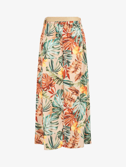 Jupe longue à imprimé tropical - Beige - 2
