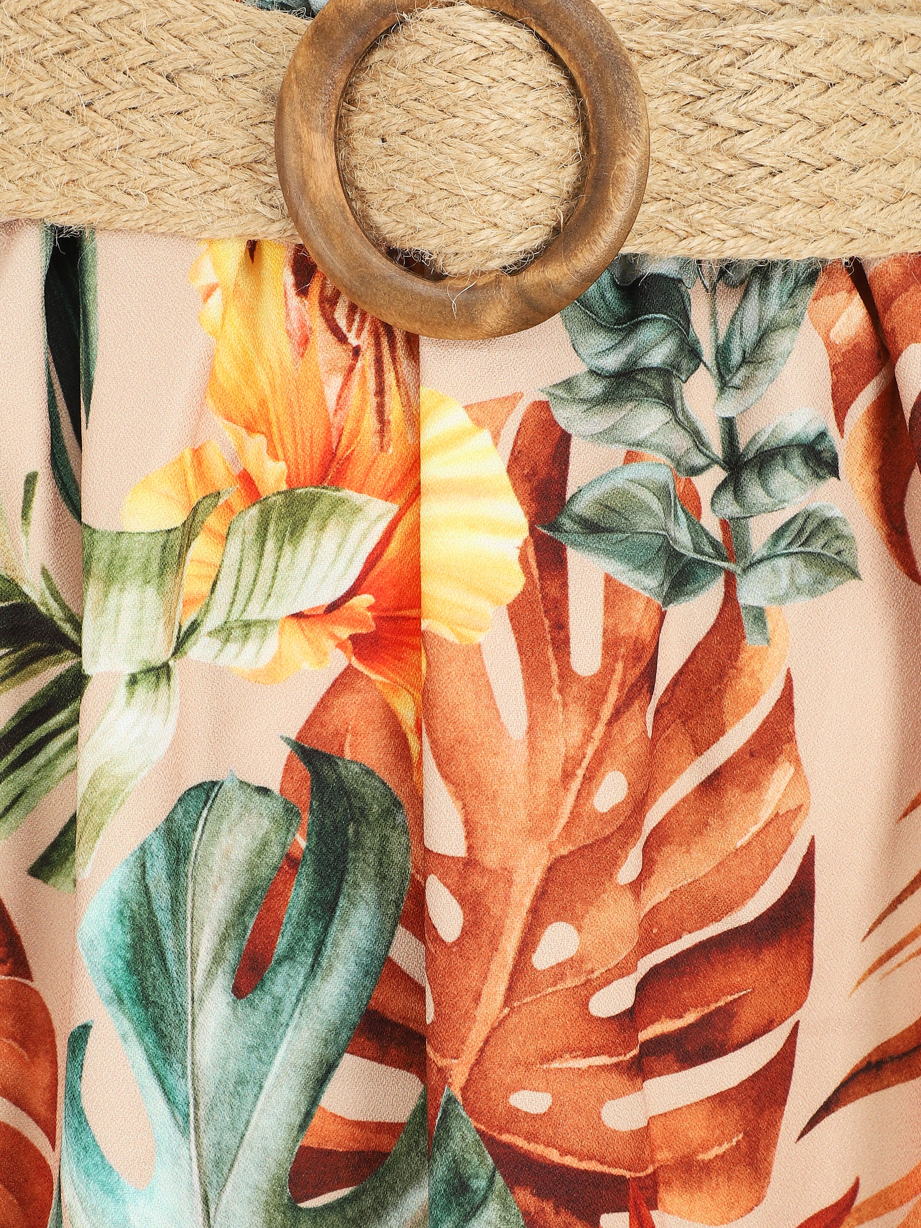 Jupe longue à imprimé tropical - Beige - 3