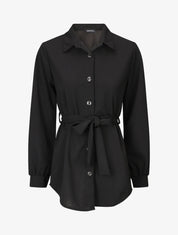 Chemise unie et liens à nouer - Noir - 4