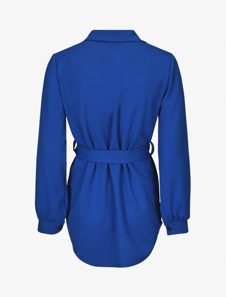 Chemise unie et liens à nouer - Bleu roi - 2