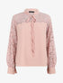 Blouse à manches longues ajourées en dentelle - Vieux rose - 1