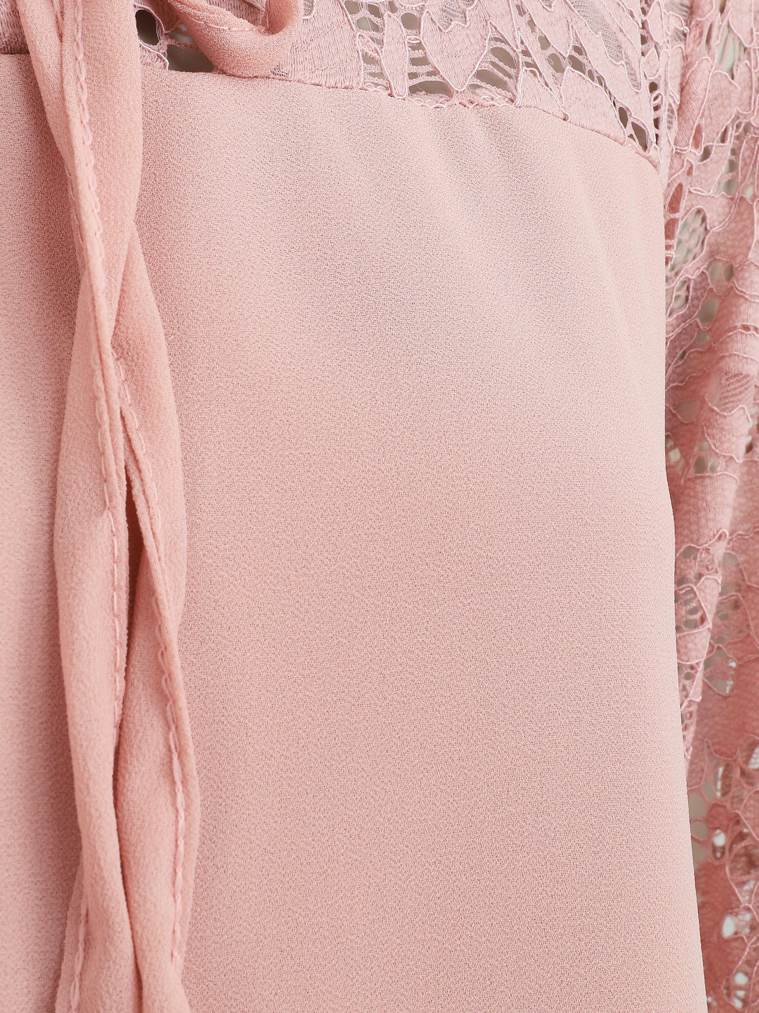 Blouse à manches longues ajourées en dentelle - Vieux rose - 3