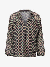 Blouse vaporeuse à imprimé rétro - Noir - 1