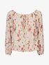 Blouse imprimé fleuri à manches transparentes - Beige - 4