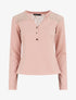 Blouse unie à dentelle - Rose - 1