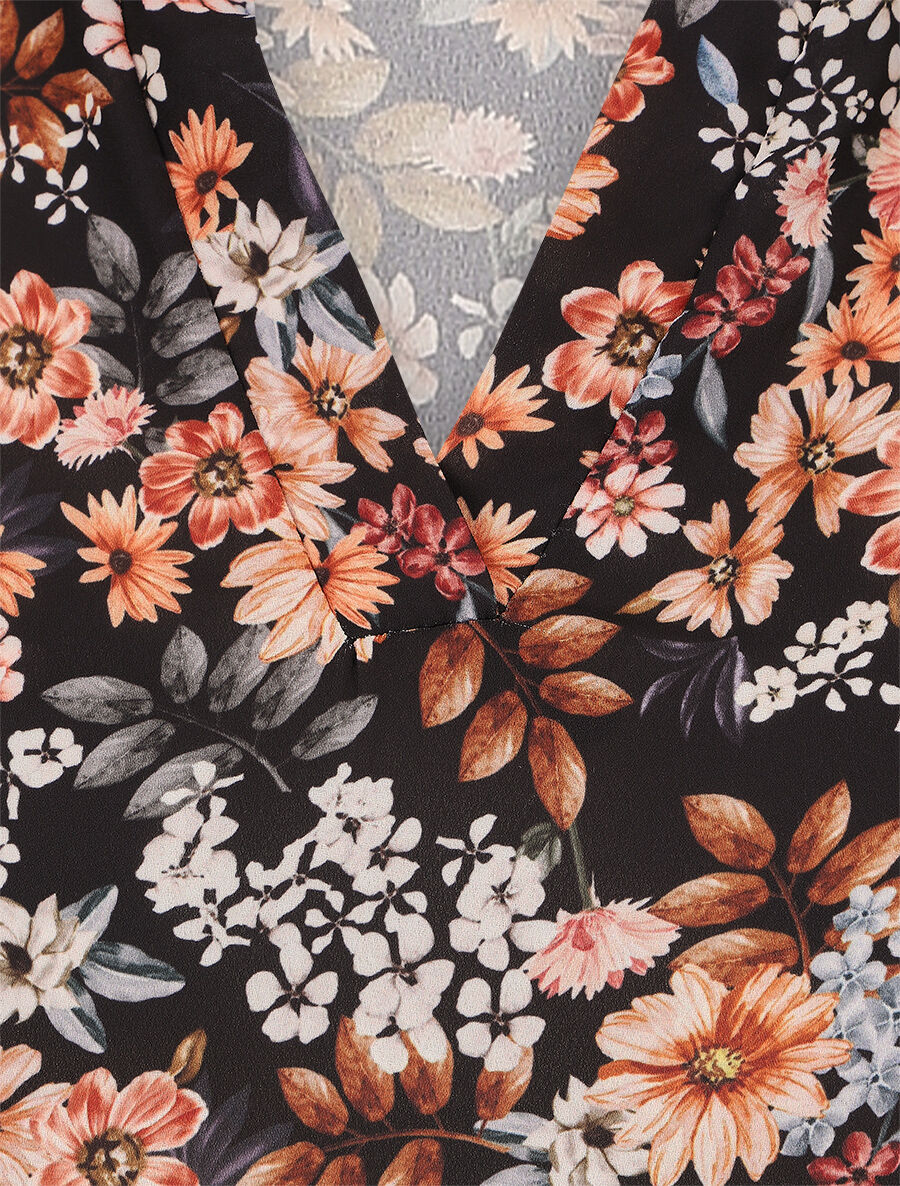 Blouse fluide imprimé floral - Noir - 3