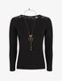 Pull uni à épaules dentelle - Noir - 1