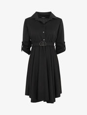 Robe chemise coupe patineuse - Noir - 1