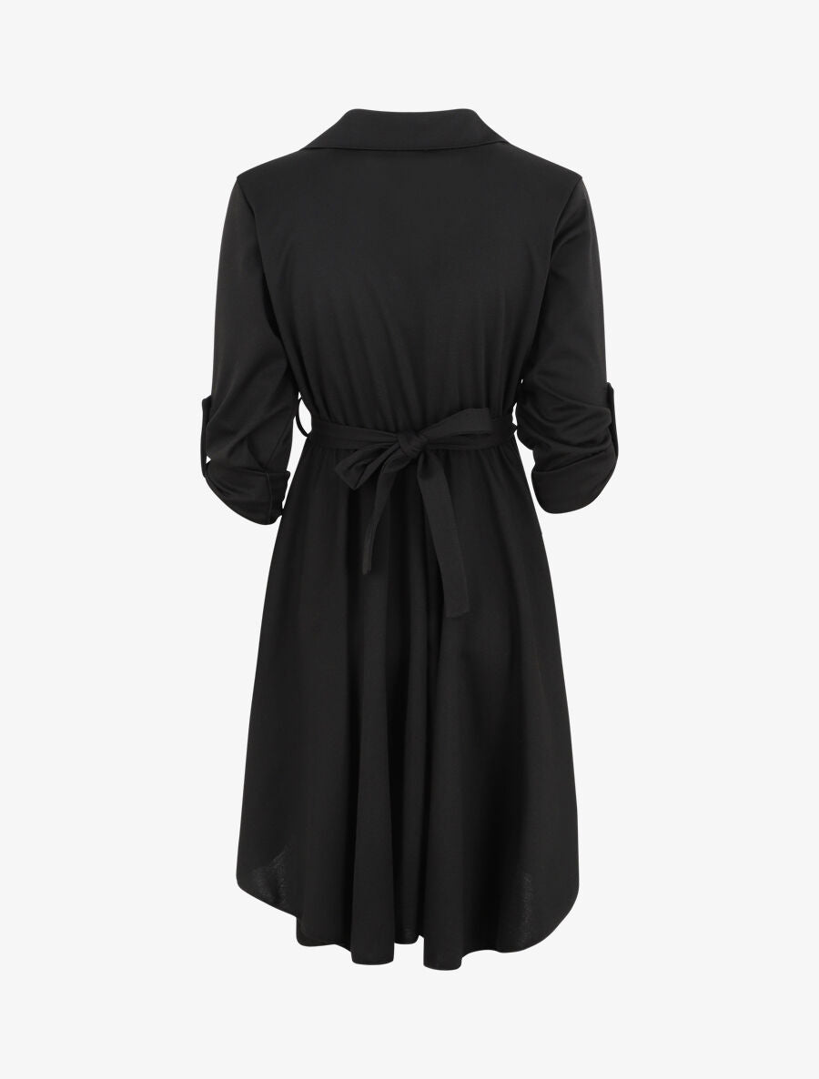 Robe chemise coupe patineuse - Noir - 2