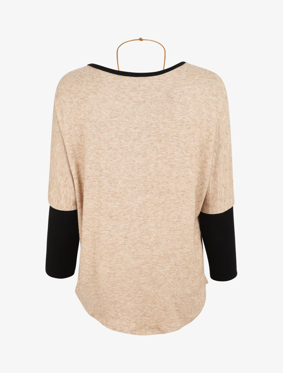 Pull chauve-souris à bas asymétrique - Camel - 2