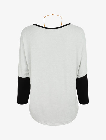 Pull chauve-souris à bas asymétrique - Blanc - 2