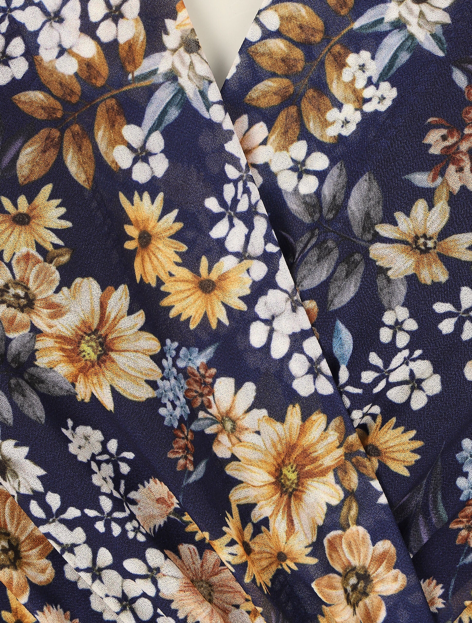 Robe fleuri col cache-coeur - Marine - 3