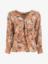 Blouse ample fleuri col zippé - Camel - 4